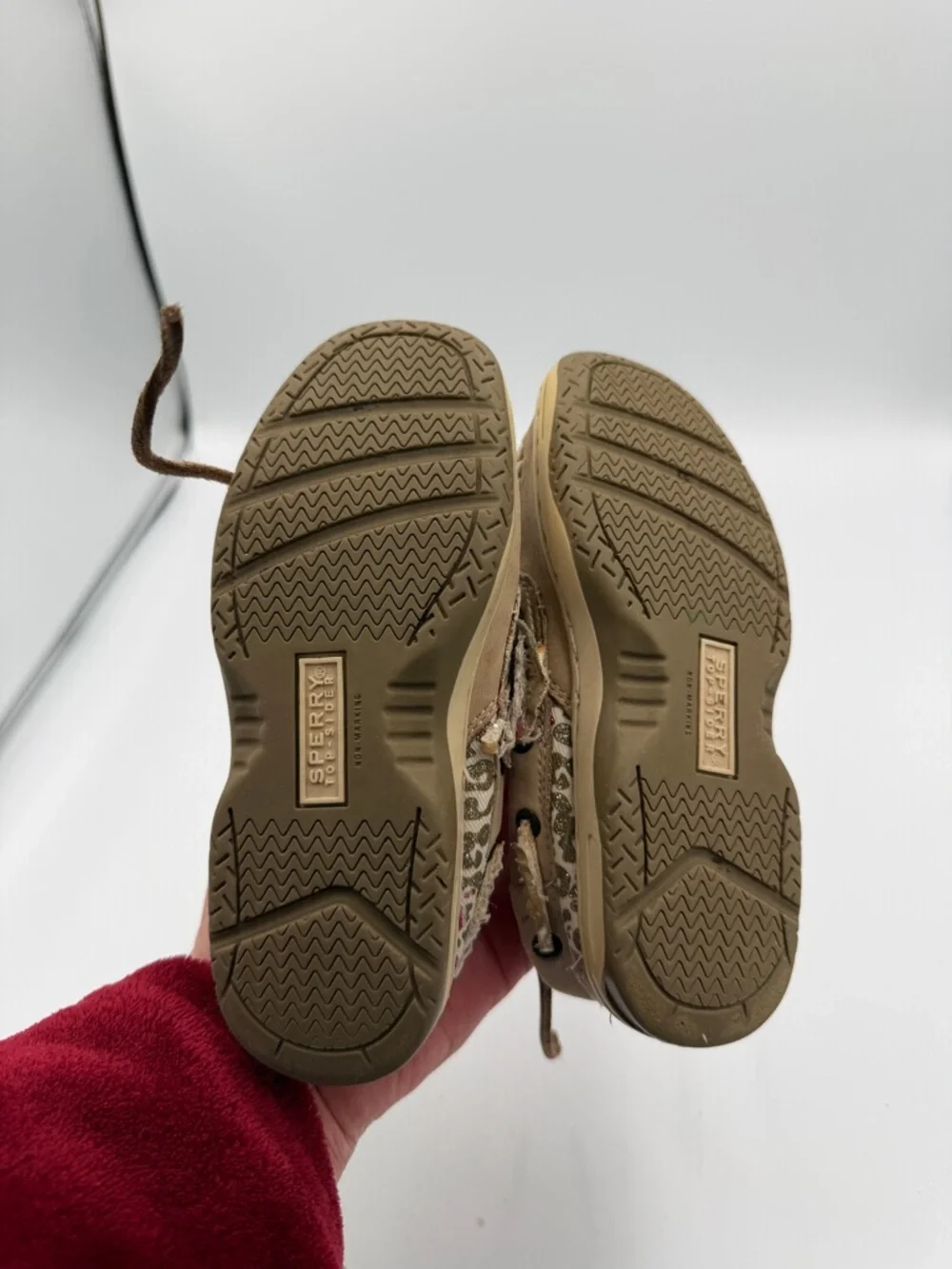 Sperry Toddler Girls 10.5 Tan Leopard Cheetah Moccasin Boat Shoes Pink Lining